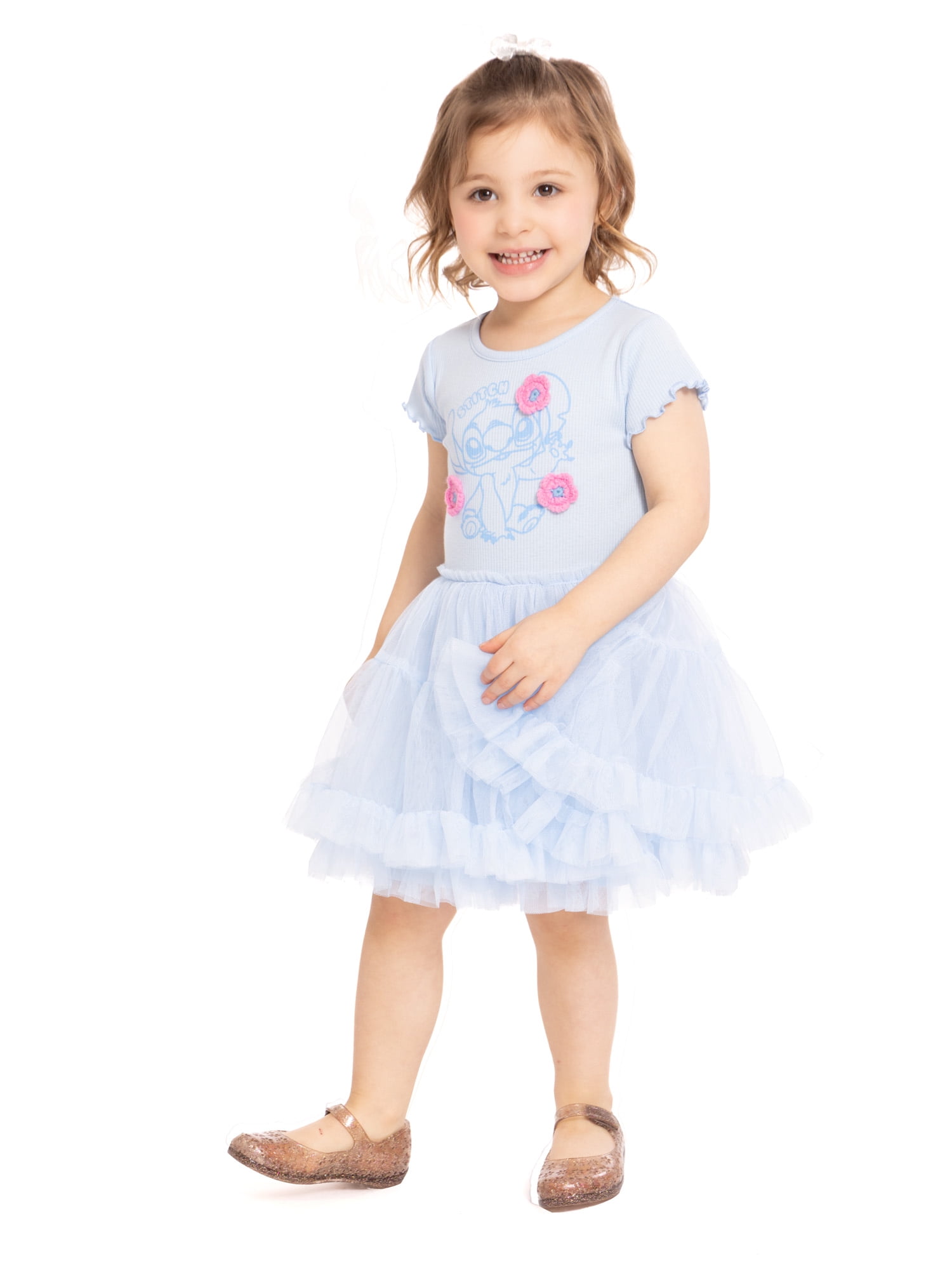 Stitch Toddler Girls Graphic Tutu Dress with Short Sleeves, Sizes 12M-5T