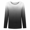 thumbnail image 6 of Uootdi Womens Tees Crew Neck Long Sleeve Gray Black Gradient Ombre Solid Pullover Tee for Women Loose Fit Neutral Basic Layer Womens Tops, 6 of 7