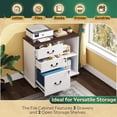 thumbnail image 5 of 3 Drawer File Cabinet with Charging Station & Lock, Vintage Wood Filing Cabinets for Home Office, Mobile Printer Stand for Office Storage,White, 5 of 7
