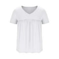 thumbnail image 5 of Women's Pleated Top, V-Neck Short Sleeve Blouse, Casual Solid Color Pullover Shirt for Everyday Wear, 5 of 6