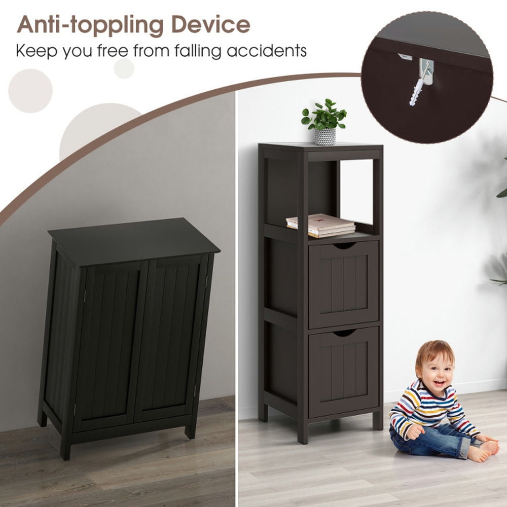 Finihen Bathroom Storage Cabinet, Bathroom Floor Cabinet, Wooden Bathroom Floor Cabinet with Removable Drawers, for Bathroom, Living Room, Bedroom, Kitchen, Brown Finihen Bathroom Storage Cabinet, Bathroom Floor Cabinet, Wooden Bathroom Floor Cabinet with Removable Drawers, for Bathroom, Living Room, Bedroom, Kitchen, Brown