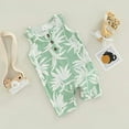 thumbnail image 6 of StylesILove Infant Baby Boys Girls Leaf Print Sleeveless Cotton Romper Unisex Toddler Tropical Jumpsuit Casual Summer Outfit (6 Months, Green), 6 of 6