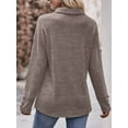 thumbnail image 3 of SHIBEVER Women Blouses Fall Casual Long Sleeve Loose Fit Knit Tunic Tops V Neck Collared Comfy Trendy Khaki Soild Color Tshirts for Women Size M, 3 of 5