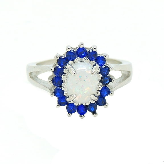 Reese Statement Engagement Ring Fire Opal Blue Cu Womens Ginger Lyne Collection