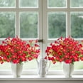 thumbnail image 2 of 6 Bundles Artificial Fake Flowers UV Resistant Plastic Plants Silk Faux Flowers for Outdoor Planters Home Indoor Outside Garden Porch Window DIY Decoration (Red), 2 of 8