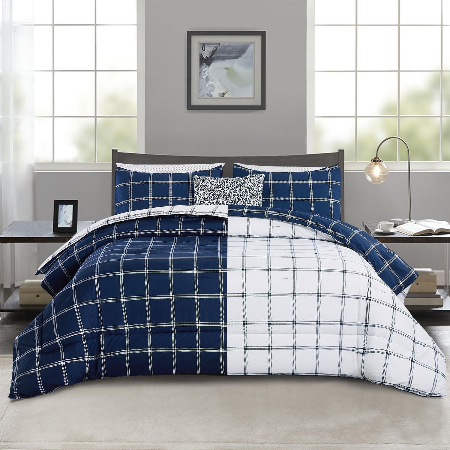 Chaps 8-Piece Plaid Bedding Comforter Set - Lit dans un sac