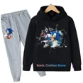 thumbnail image 3 of Conjuntos de ropa con capucha y pantalones de Sonic para niños y niñas, trajes de disfraces de Sonic de América, 3 of 5