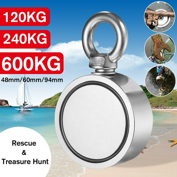 Round Double Sided Super Strong Neodymium Fishing Magnet Pulling Force  120/240KG/600KG 