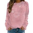 thumbnail image 2 of jsaierl Sweatshirt for Women Round Neck Snowflake Graphic Top Long Sleeve Cozy Shirt Holiday Pullover Sweatshirt, 2 of 5