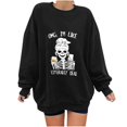 thumbnail image 1 of Sudadera con cuello redondo, hombros caídos y manga larga estampada para mujer, 1 of 6