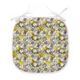 thumbnail image 1 of Grey and Yellow Dining Chair Pad, Hand Drawn Sketchy Geometrical Retro Modern Circles Image Illustration, Water Resistant Pillow with Straps for Kitchen Seats, 4 Pieces Set, White Beige, by Ambesonne, 1 of 5