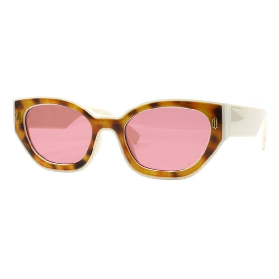 Womens Designer Style Sunglasses Geometric Cat Eye UV 400 Ivory Tort, Pink