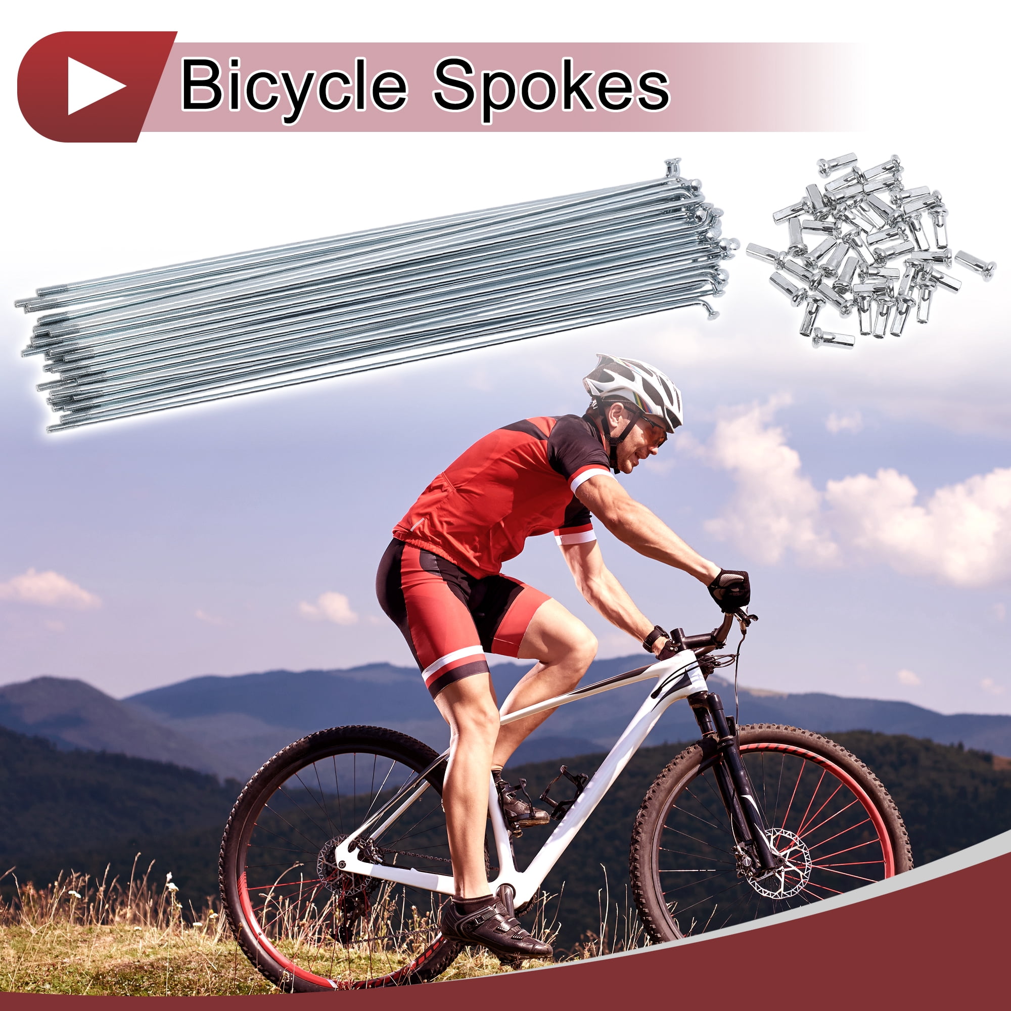 Unique Bargains 38Pcs 12G Bike Wheel Spokes Carbon Steel Galvanized Silver 9.06"