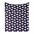thumbnail image 1 of Rain Soft Flannel Fleece Blanket, Cumulus Style Puffy Clouds Participating White Droplets Repeating Pattern, Cozy Plush for Indoor and Outdoor Use, 60" x 80", Dark Purple and White, by Ambesonne, 1 of 6