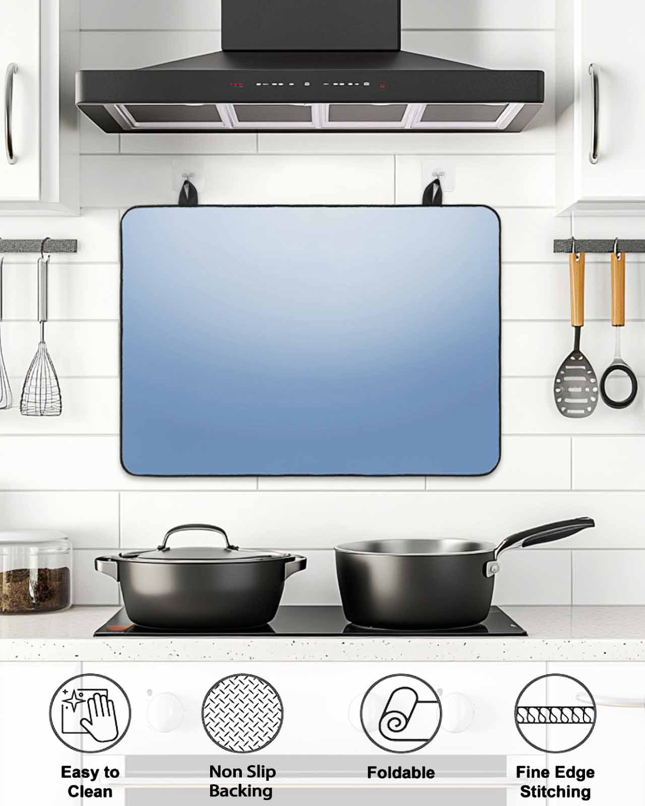 Stove Top Covers for Electric Stove, Blue Ombre Glass Stovetop Cover Protector, Modern Minimalist Gradient Aesthetic Induction Cooktop Protector Oven Mat for Kitchen Countertop 24"x21"