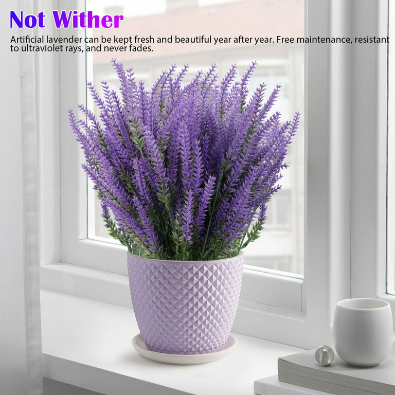 12 Artificial Lavender Flowers in Purple, Fake Plant for Home Decor, Wedding
