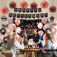 thumbnail image 5 of Retirement Decorations Balloons Banner Kit - 55 Pcs Black Rose Gold Balloons Backdrop Banner Paper Pom Poms Cake Topper Pull Flag Hanging Swirls Suitable For Woman Man Retire And Farewell Parties, 5 of 7
