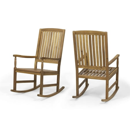 Violet Outdoor Acacia Wood Rocking Chairs, Set of 2, Teak