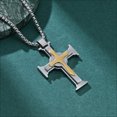 thumbnail image 3 of Metaljc Stainless Steel Cross Pendant Necklace for Men, 24" Chain, Religious Jewelry Gift Set, 3 of 7