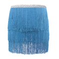 thumbnail image 5 of vigerkar Fringe Belly Skirt Sequin Tassel Dance Skirt Short Belly Hip Scarf Rave Party Skirts for Women Sky Blue, A, 5 of 5