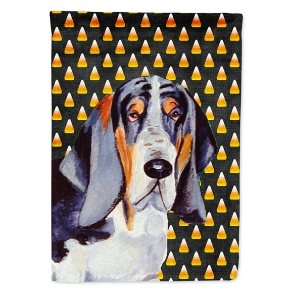 Carolines Treasures LH9068-FLAG-PARENT Basset Hound Candy Corn Halloween Portrait Flag  multicolor