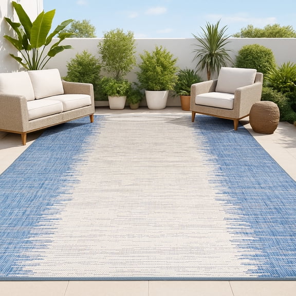 JONATHAN Y SANTA MONICA 5 x 8 Area Rug, Tavira Strie - Blue/Beige, SMB113A-5