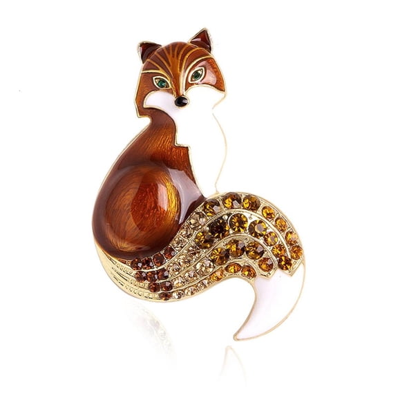 Giaone Enamel Foxes Brooch Rhinestones Pin Jewelry for Jackets and Backpacks