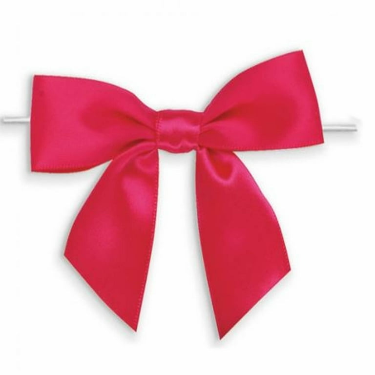 Weststone 50pcs Satin Red Bows 3 1/2 Span x 2 Tail, Ribbon Width 1,  Pre-Tied Bows or Self-Adhesive Bows