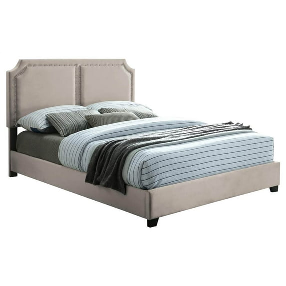 NailheadPlatform Bed in Brown Finish (King: 84 in. L x 83 in. W x 55 in. H (84 lbs.))