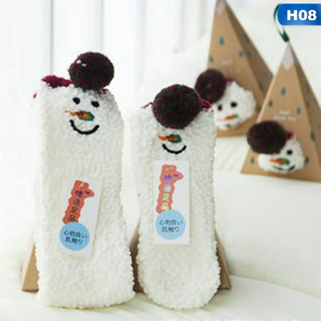 

AkoaDa 1Pair Christmas Gift 3D Design Fluffy Coral Velvet Thick Warm Socks For Women Towel Floor\/Sleeping Sock High Quality Sox With Gift Box