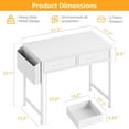 thumbnail image 2 of DLisiting White Small Desk with Fabric Drawers - 32 Inch Vanity Desk with Storage Drawer and Bag for Bedroom, Study Writing Table for Small Spaces, White, 2 of 9