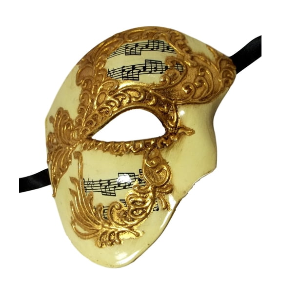 Cream Gold Music Phantom of the Opera Men's Venetian Half Mask Masquerade Mardi Gras