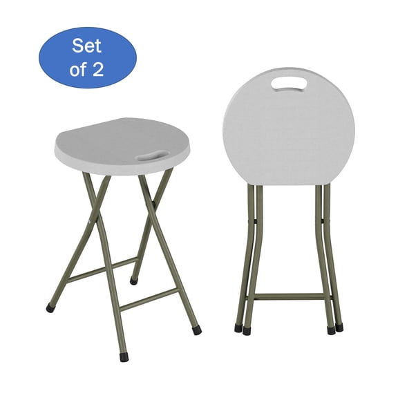 Lavish Home Set of Two 18-inch Folding Stools with 225lb Capacity (White)