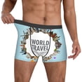 thumbnail image 2 of Salouo World Travel Print Men's Boxer Briefs,Breathable Underwear Elastic Waistband Briefs for Men -Small, 2 of 8