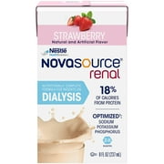 Nestle Novasource Renal Nutritionally Complete Formula Strawberry 8 oz Carton 27 Ct