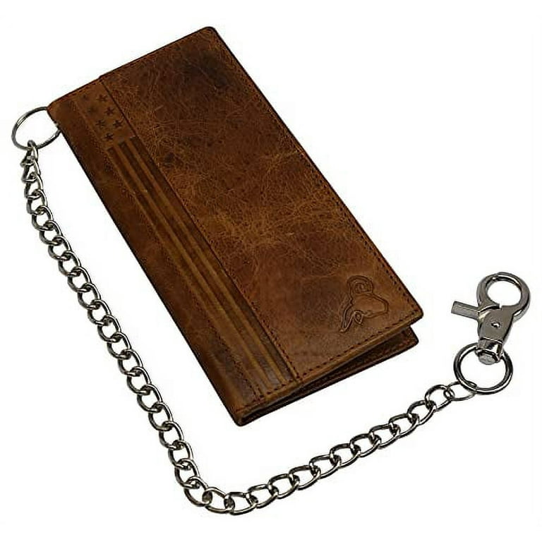 JOYIR Chain Wallets for Men Genuine Leather Bifold Checkbook