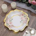thumbnail image 6 of BalsaCircle 25 White 8" Floral Disposable Dinner Salad Paper Plates Gold Scallop Trim Party Decorations, 6 of 8