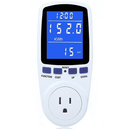 Upgraded Watt Power Meter Plug Home Electrical Usage Monitor Consumption, Energy Voltage Amps Kill Tester with Backlight, Overload Protection, 7 Modes Display, White