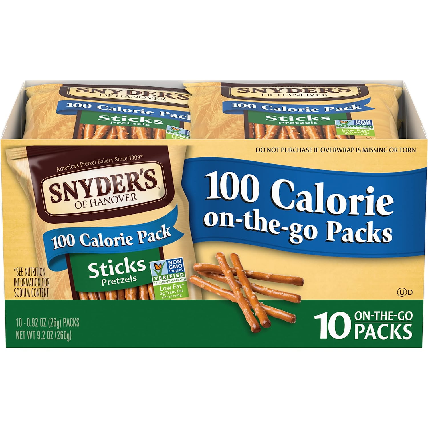 Snyder's of Hanover 100 Calorie Sticks Pretzels, 2Pack 10 Count Boxes