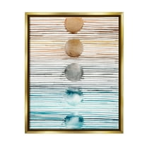 Stupell Industries Brown & Blue Gradient Circles Abstract Painting Gold Floater Framed Art Print Wall Art