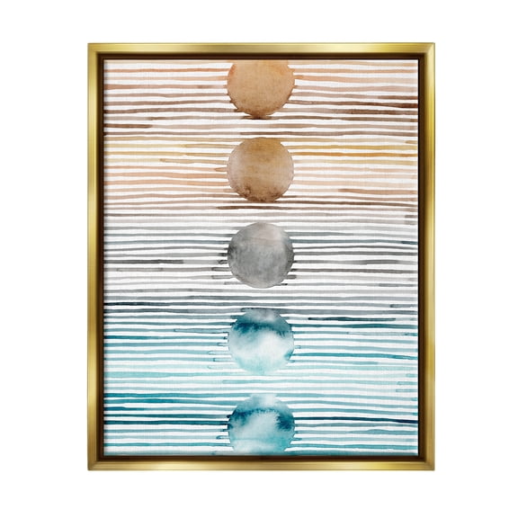 Stupell Industries Brown & Blue Gradient Circles Abstract Painting Gold Floater Framed Art Print Wall Art