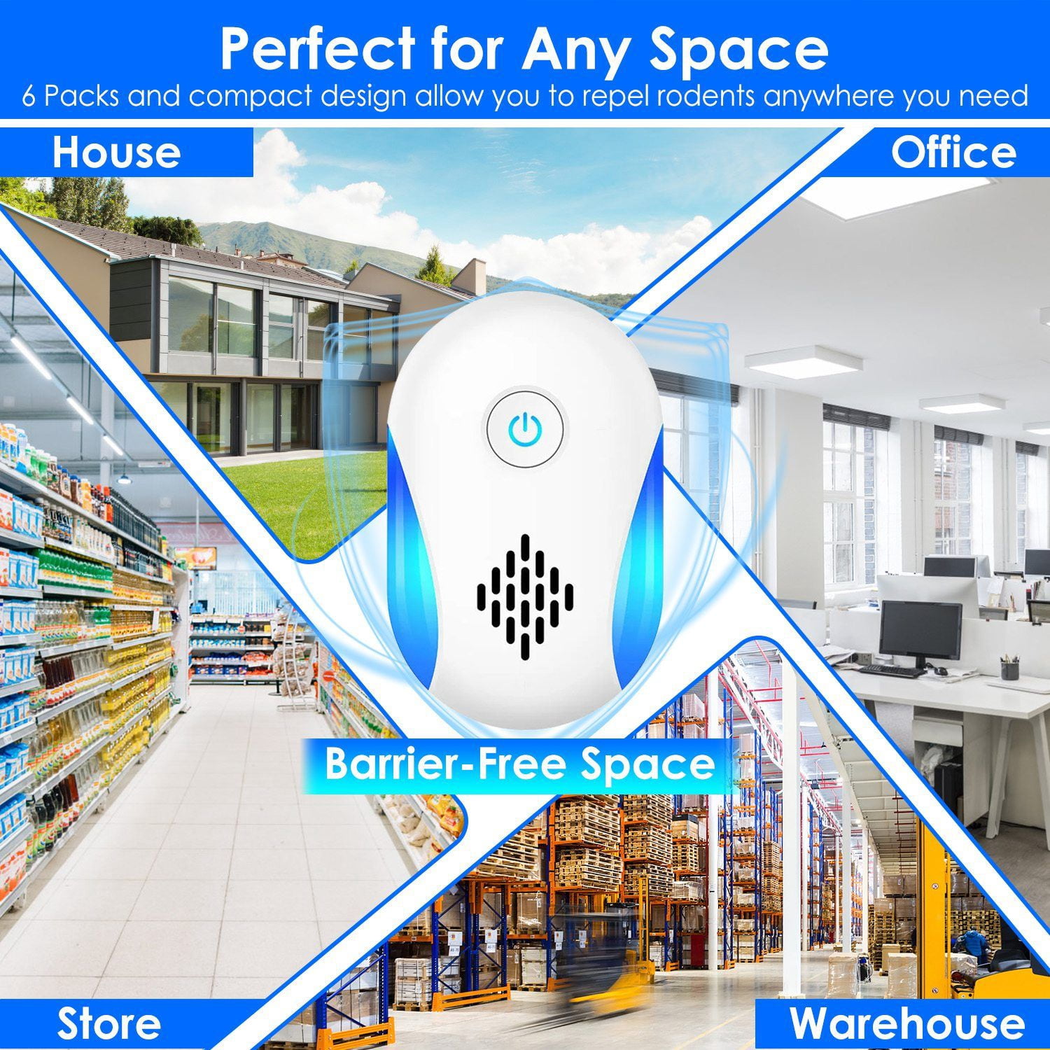 6 Pack Ultrasonic Pest Repeller, Wide Coverage Dual-Frequency Pest Control for Home Apartment Hotel Office