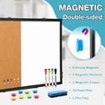 thumbnail image 3 of DOLLAR BOSS Combo Whiteboard for Wall 24"x18" Cork Board Whiteboard Bulletin Board Pin Board Wall-Mounted Dry Erase Magnetic White Board Combination Board with Markers, Black Aluminium Frame, 3 of 9