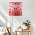 thumbnail image 3 of Red White Plaid Wooden Wall Clock Silent Non Ticking, Modern Farmhouse Buffalo Check Gingham Square Wall Clocks Battery Operated, Decor Clock for Home Office, Living Room, Kitchen, 12 Inch, 3 of 9