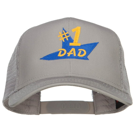 Number 1 Dad Star Embroidered Solid Mesh Cap - Grey OSFM
