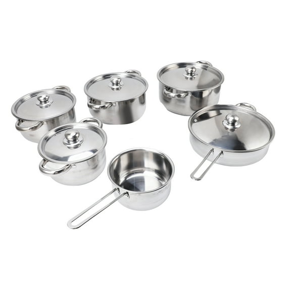 Cookware Set, Safe 7 Piece Cookware Set Single Handle Milk Pan Double Ear Soup Pot Stainless Steel for Kitchen