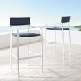 thumbnail image 2 of Bar Side Stool Chair, Set of 2, Aluminum, Metal, Steel, White Blue Navy, Modern Contemporary Urban Design, Outdoor Patio Balcony Cafe Bistro Garden Furniture Hotel Hospitality, 2 of 8