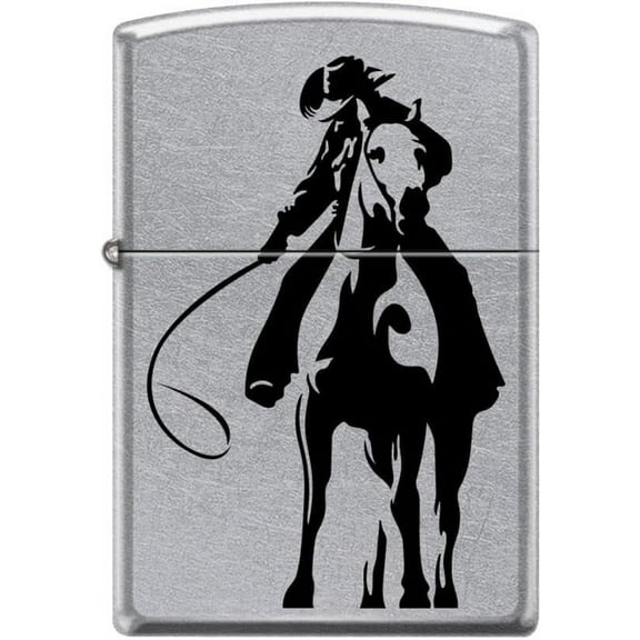 Zippo Lighter- Cowboy Horse Rider Street Chrome Windproof Lighter #Z5251