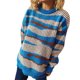 thumbnail image 1 of Gibobby SuéTer Para Mujer de asimétricas con bloques de Color grueso para Otoño e Invierno para mujer, suéter holgado de manga larga con cuello redondo(Azul,M), 1 of 6