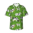 thumbnail image 2 of Picia Cows With Calfs Green Gentle Cotton Regular Fit Short Sleeve Casual Hawaiian Shirt for Men-X-Large, 2 of 9